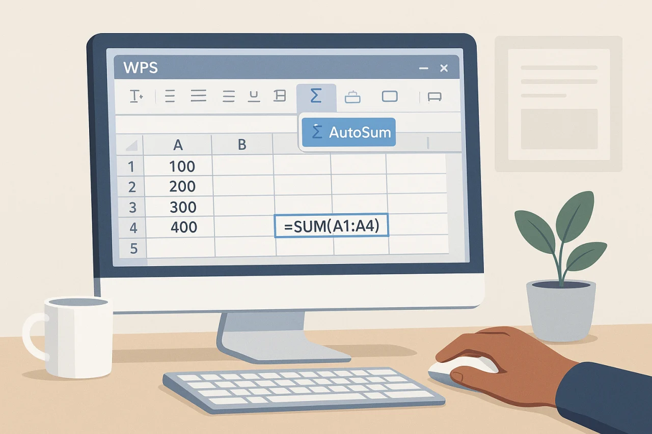 WPS设置自动求和