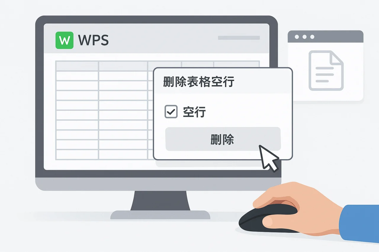 WPS删除表格空行