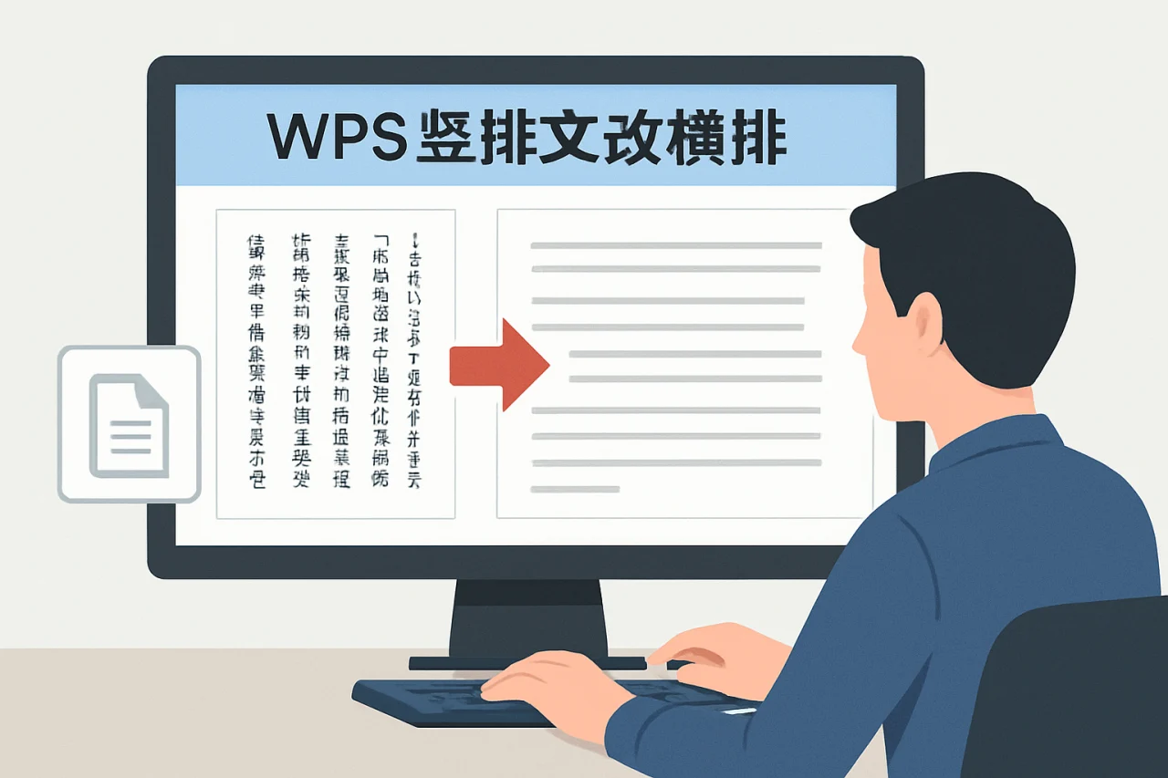 WPS竖排文字改横排